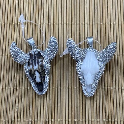 Natural Stone Jewelry Bull Head Pendant Shape Exquisite Crafts Handmade DIY Jewelry Necklaces Earrings Accessories Wholesale