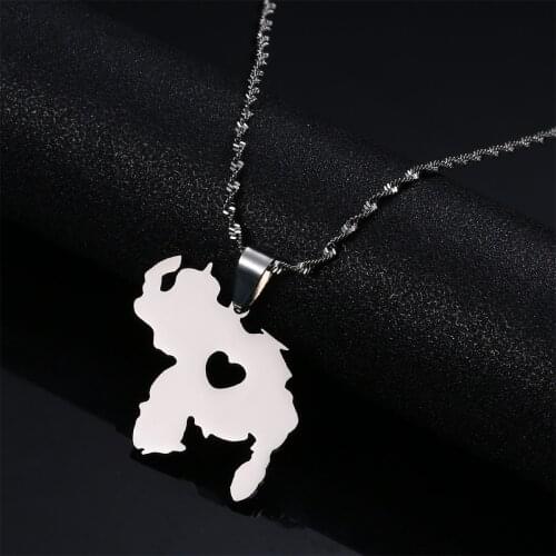 Stainless Steel Trendy Venezuela Map Pendant Necklace Silver Color Venezuelan Map Jewelry