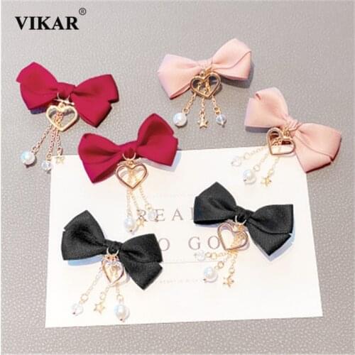 New Women Cute Love Heart Bows Hairpins Gilrs Retro Metal Bows Hair Clip Barrettes Hair Ornament Fashion Hair Accessories Vikar