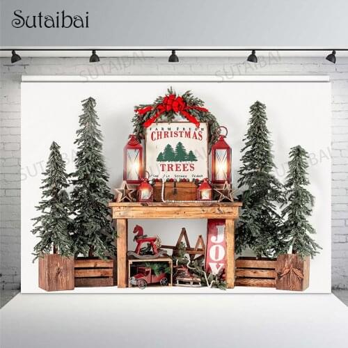 Baby Christmas Tree Party Winter Forest New Year Vintage Decoration Photography Backdrop Photographic Background for PhotoStudio