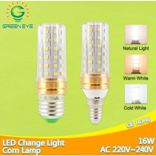 NEW LED Lamp E27 E14 LED bulb 16W AC220V 240V Corn Bulb Light 60 SMD 2835 change colour warm white/cold white/natural white