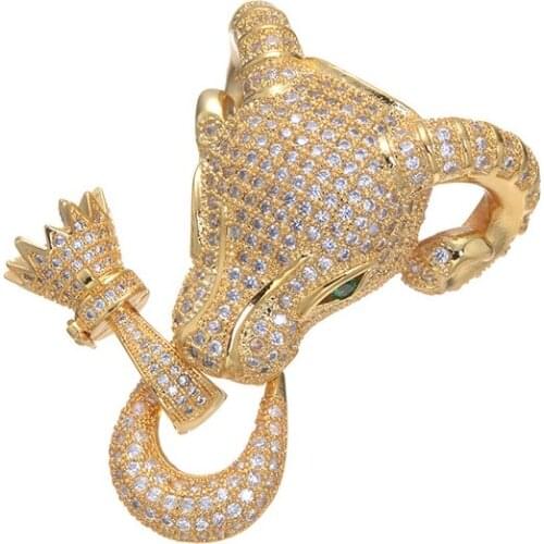 Jewelry Making Supplies Paved Zircon CZ Beads Big Size Goat Head Necklace Pendant Clasps DIY Copper Jewelry Connecors Findings