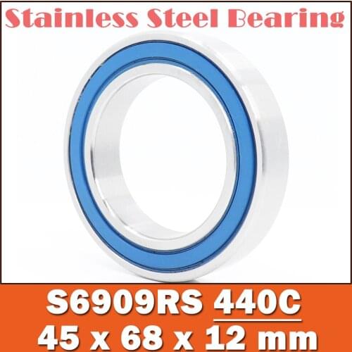 2PCS S6909RS Bearing 45*68*12 mm ABEC-3 440C Stainless Steel S 6909RS Ball Bearings 6909 Stainless Steel Ball Bearing