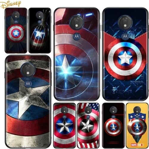 Shield captain america marvel for Motorola G9 G8 G E7 E6 One Play Marco Hyper Fusion Stylus Power Edge Plus Black Phone Case