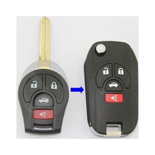 4 Buttons Replacement Modified Flip Folding Remote Key Shell Case For Nissan Sunny March Tiida New Sylphy Fob Key Blank Cover