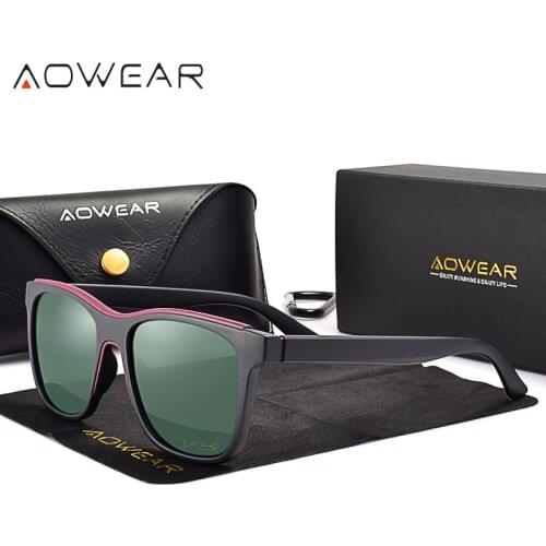 AOWEAR Square Retro Polarized Sunglasses Men 2021 Summer Mirror Sun Glasses Male Outdoor Sports Gradient Eyewear Gafas De Sol