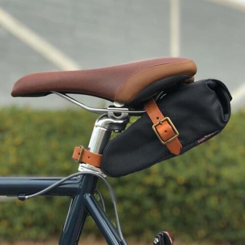 Tourbon Outdoor Bicycle Saddle Bag MTB Seat Tail Pouch Black Canvas Phone Holder Bike Case Water Repellent Cycling Accessories