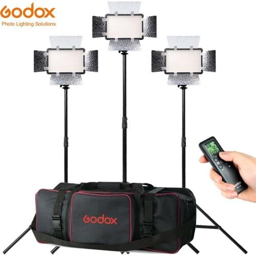 Free DHL 3X Godox LED308C II 3300-5600K Video Light + 200cm Light Stand + CB-05 Carry Bag Video Studio Lights