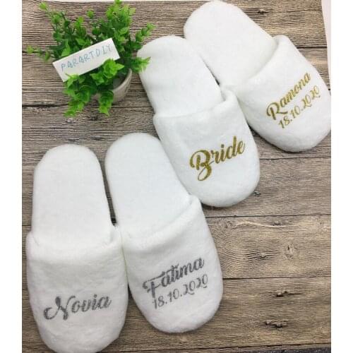 Bridesmaid Slippers, Personalised Wedding Slippers, Bride Slippers, Bridesmaid Gift,Bridal Party,Spa Slippers
