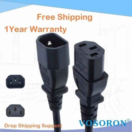 IEC 320 C14 To C13 PDU UPS Male To Female Power Cord Extension Cable 1M 3.3FT 100cm