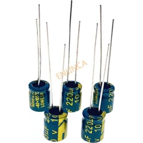 10v 220UF Low ESR / Impedance High Frequency Aluminum Electrolytic Capacitor Size 6X7 220UF 20