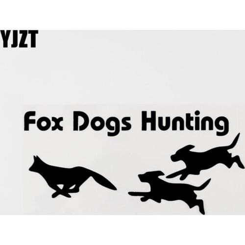 YJZT 18.6CM×8.8CM Fox Dog Hunter Vinyl Decor Car Sticker Decal Black/Silver Car-styling 8C-0419