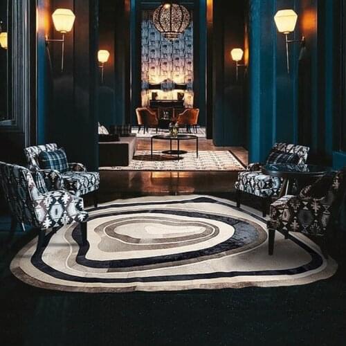 Mysterious Lake natural cowhide patchwork rug in gray color ,genuine fur bedside rug, big size decoration villa carpet