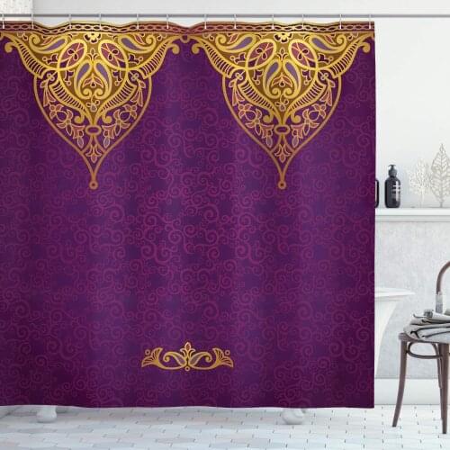Purple Shower Curtain East Oriental Royal Palace Patterns with Bohemian Style Art Traditional Wedding Bathroom Decor Set