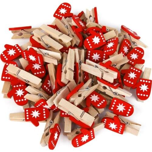 10pcs Wooden Clips Christmas Tree Snowflake Deer Style DIY Photo Clip for Home Room Decoration Xmas Navidad New Year Ornaments