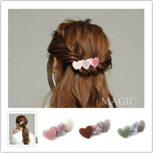 Japan and Korea New Spring Style Ladys Simple and Sweet Acetate Hair Clip Heart Shape Girls Fashion Hair Accessories
