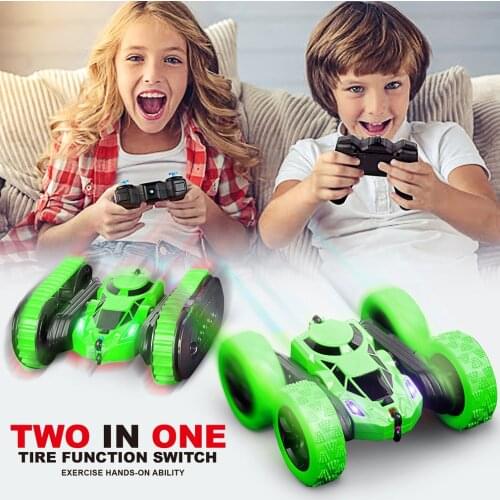 2.4Ghz 4CH 1:16 RC Stunt Double Side Deformation Crawler Car 360°Rotating RC Vehicle Toys With LED Light