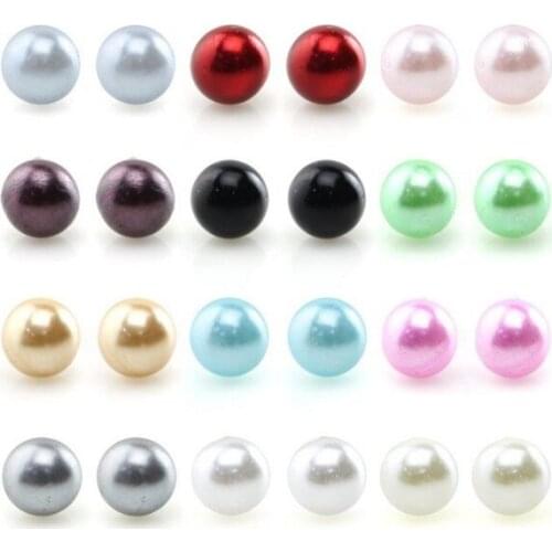 50 pairs Assorted Mixed Color Wholesale Lot plastic Pearl size 12mm Earrings Studs Gift Set, Earrings Pin, Hypoallergenic