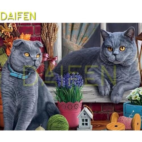 Full Square Diamond embroidery Cat flower yarn 5DDIY Diamond painting Cross stitch cat Full Round Diamond mosaic Cat flower yarn