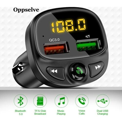Car Charger With FM Transmitter Bluetooth Receiver Handfree TF Card Play Music Dual USB Charger For Phone Samsung Xiaomi Car Kit