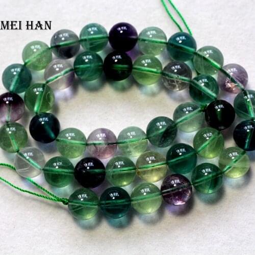 Meihan Free shipping (38 psc/strand) natural 10mm A+ Colorful Fluorite smooth round loose beads for jewelry DIY making