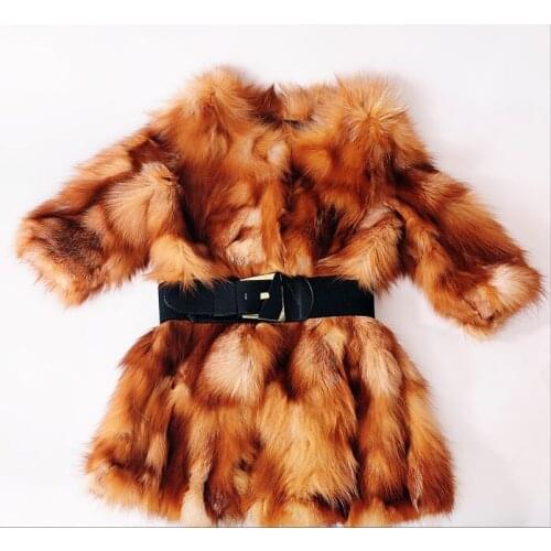 Free Shipping new Genuine real natural Fox Fur Coat Women Luxury Crystal fashiion Fur Jacket Winter Waistcoat Big Size
