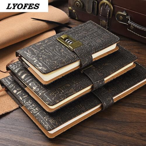 A5A6B5 Password Notebooks Journals with Lock Writing Notepads Lockable Notepad Diary Office School Supplies Student Gifts