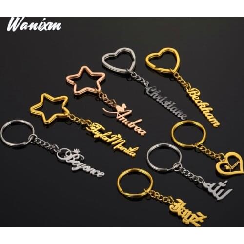 Personalize Name Keychain Custom Letters Name Alphabet Keychains Unisex Car Wallet Keyring for Women Men Jewelry Accessories