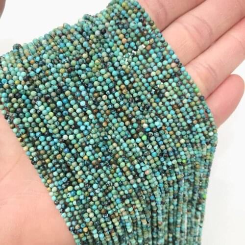 2mm 3mm 4mm Faceted Genuine Natural Hubei Turquoises Stone Beads Fit DIY Bracelet Round Loose Cutting Angle Small Stone Beads