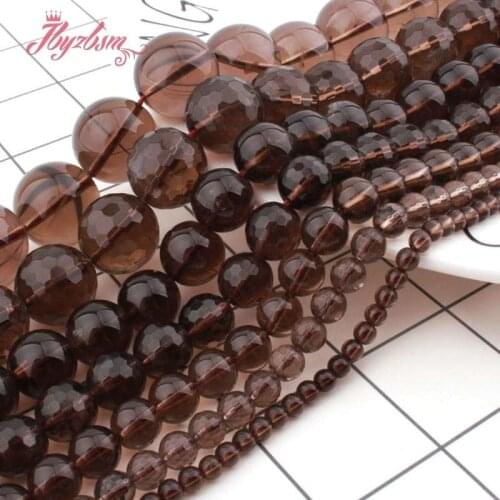 Natural Stone Beads Smokys Quartz Round Square Chip Beads For DIY Necklace Bracelats Earring Jewelry Making Spacer Strand 15"