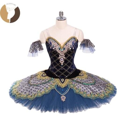 Dake Blue Tutus Florina Stage Costumes Tutu Adult Professional Pancake Platter Skirt Child/Kids Custom Made Velvet Dancewear