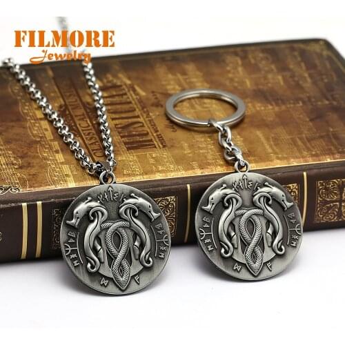 Filmore Game Jewelry God of War 4 Kratos Statement Necklace God of War World Snake Mural logo Necklace Link Chain For Fans
