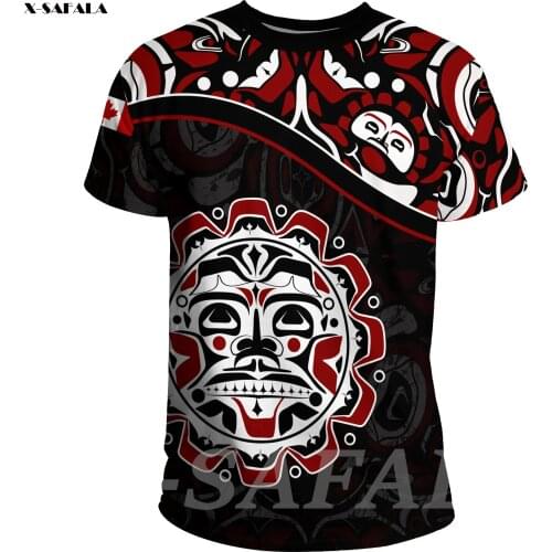 Canada Haida True North Maple Leaf Sun 3D High Quality T-shirt 3 Printed Round Neck Men Unisex Harajuku Casual Top Drop Ship