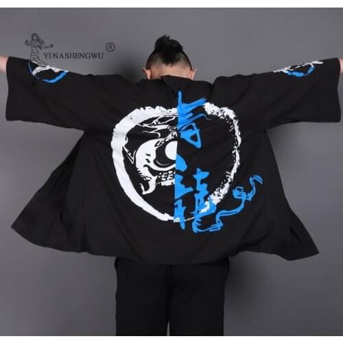 Japanese Style Kimono Samurai Clothes Japan Blouse Yukata Haori Chinese Men Traditional Coat Male Asian Cardigan Print Costume