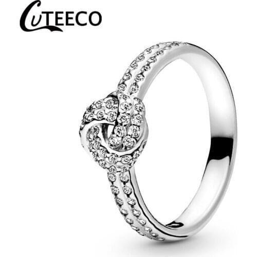 CUTEECO Silver Color Starry Zircon Square Ring For Women Fashion Wedding Ring Engagement Jewelry Valentines Day Gift