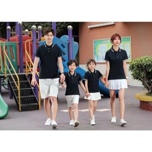 Adult/child Summer cotton color matching lapel parent-child short-sleeved overalls