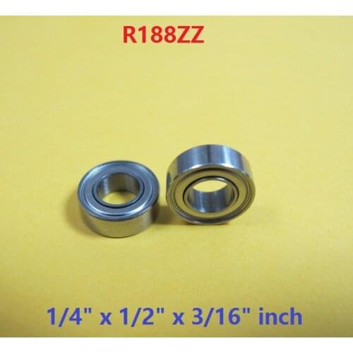 100pcs/lot R188ZZ R188 ZZ 2Z 1/4" x 1/2" x 3/16" inch Metal shielded Deep Groove Ball bearing Miniature Mini 6.35x12.7x4.76 mm
