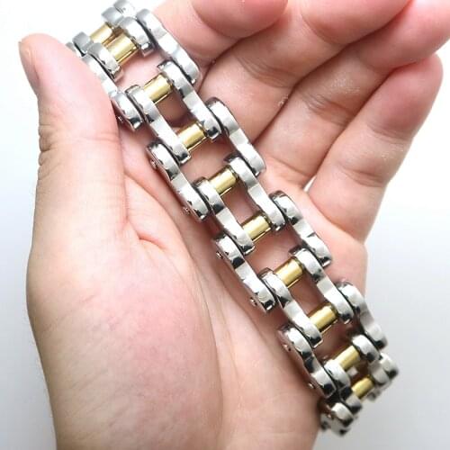 Mens 316L Stainless Steel Cool Polishing Classic Motorcycle Chain Biker Rider Bracelet For Gift
