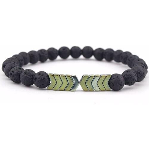 GVUSMIL Mens Beaded Jewelry 6 Mm Lava Stone with Black Arrow Hematite Beads Energy Bracelet Healing Yoga Men Gift for Boyfriend