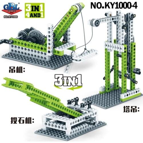 Crane Model Building Block Kits Power Percussion Machinery Blocks Domino Machine Tower Crane Bricks for Children Education