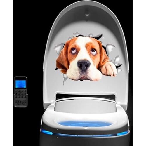 3d effect dogs through wall sticker for bathroom toilet decor art vivid animal wall decals diy waterproof mural pvc wall poster