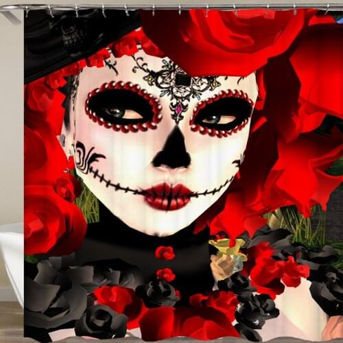 New Bathroom Curtain Halloween Waterproof Polyester Shower Window With 12 Hooks Curtain Fabric For Bathtub Home Decor