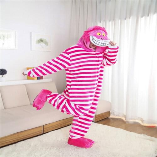 Kigurumi New Sleepsuit Adults Cartoon Cheshire Cat Pajamas Animal Unisex Onesies Cosplay Costumes