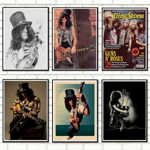 New Nostalgic Poster Rock Band Guns N' Roses Kraft Paper Cafe Bar Poster Retro Poster Decorative Painting