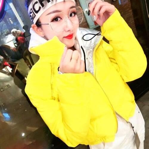 Women Winter Fashion Stand-callor Warm Coat Female Long Sleeve Solid Color Outwear Casual Zipper Glossy Cotton Parka Jacket L858