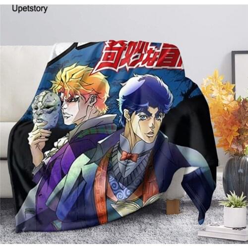 Upetstory Anime JoJos Bizarre Adventure Velvet Plush Blanket Bedspread for Kids Girls Sherpa Blanket Couch Quilt Cover Travel