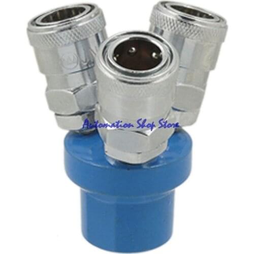 Pneumatic fittings 1/4" BSPP Multi 3 Way Air Pass Quick Coupling Adapter Connector SMY