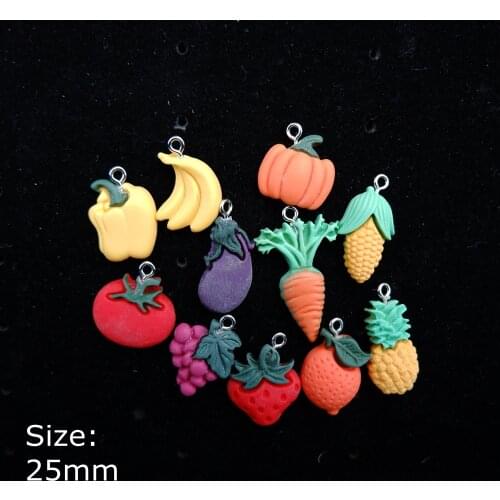 Resin simulation Fruits vegetables Charms Pendants for decoration necklace earring key chain Jewelry Making handmade mini charms