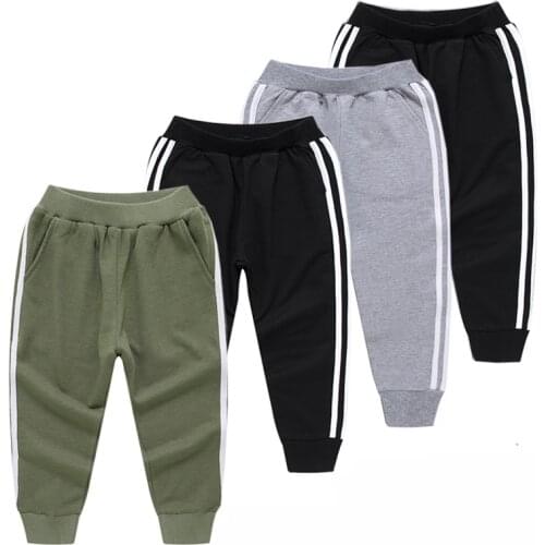 Winter Spring Boys Elastic Trousers Side Stripe Sports Pants for Girls Children Cotton Kids Pant 2-12Y Baby Clothing Top-Quality