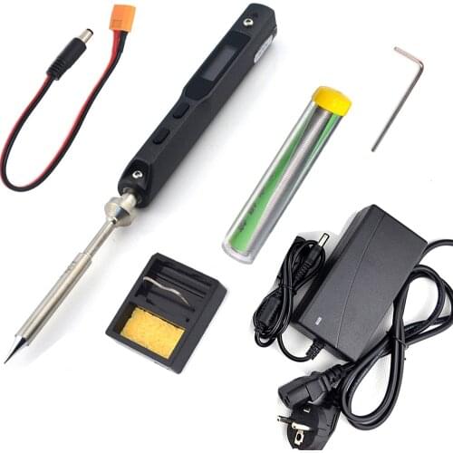 TS100 65W Mini Electric Soldering Iron Station Kit Digital OLED Display Adjustable Temperature with B2 Solder Tip Power Supply